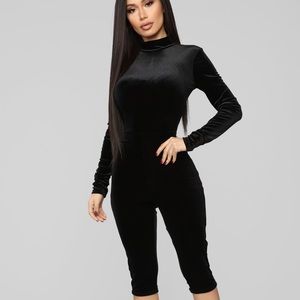 Fashion Nova Just So Cute Velvet Capri Jumpsuit